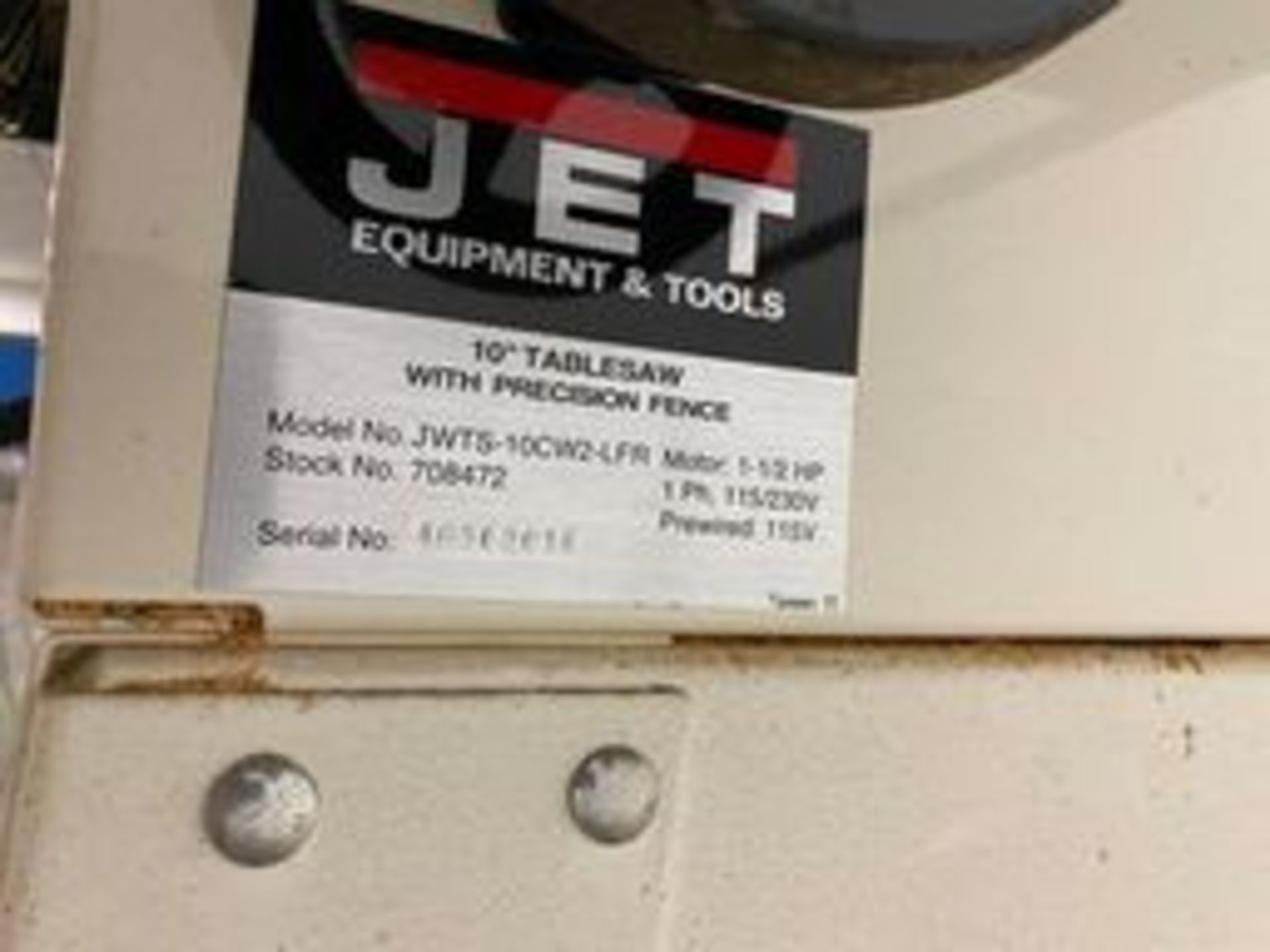 Jet 10'' Micro Glide Table Saw W/ Hose Attachment Rigging Price: $25 - Image 4 of 4