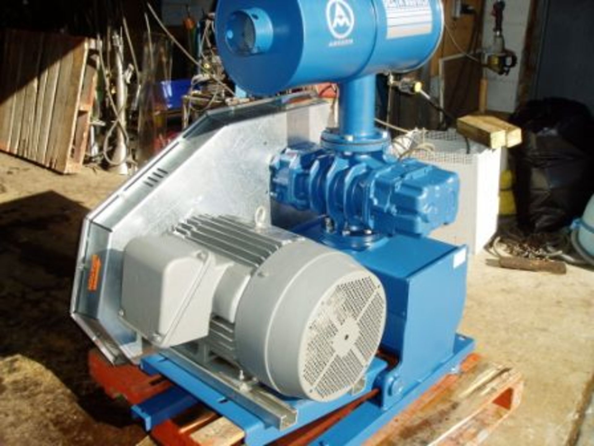 Aerzen Delta Blower c/w 30hp motor, Serial # 34850, Capacity V 48 L, Working Pressure: PS 1.1 Bar, W