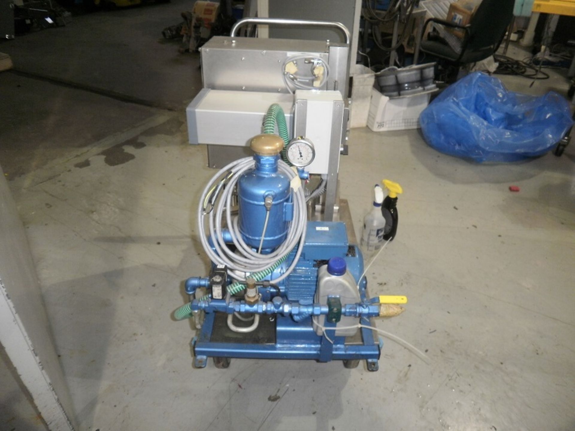 Plumat VS 103 Filler, ser. 1677, 220v. & Sihi Lema 26 AZ pump, on SS Cart - Image 3 of 6