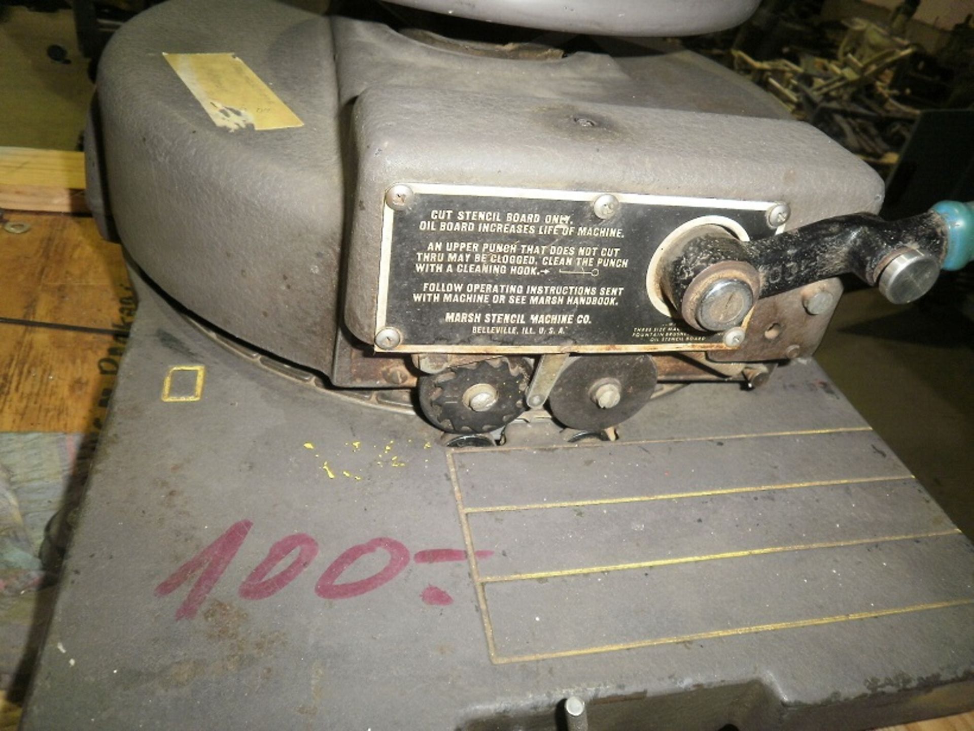 Marsh Model 1" stencil machine, Serial # 12261 - Image 2 of 3