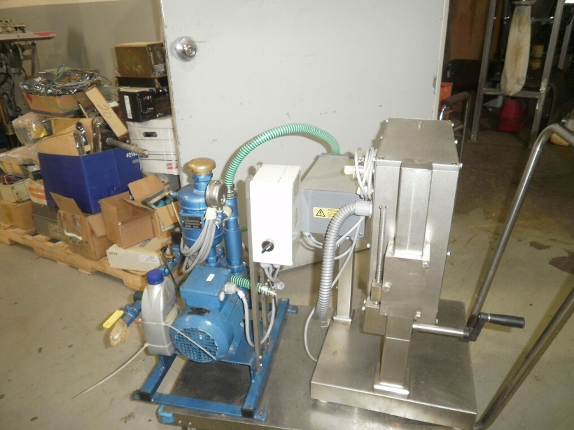 Plumat VS 103 Filler, ser. 1677, 220v. & Sihi Lema 26 AZ pump, on SS Cart