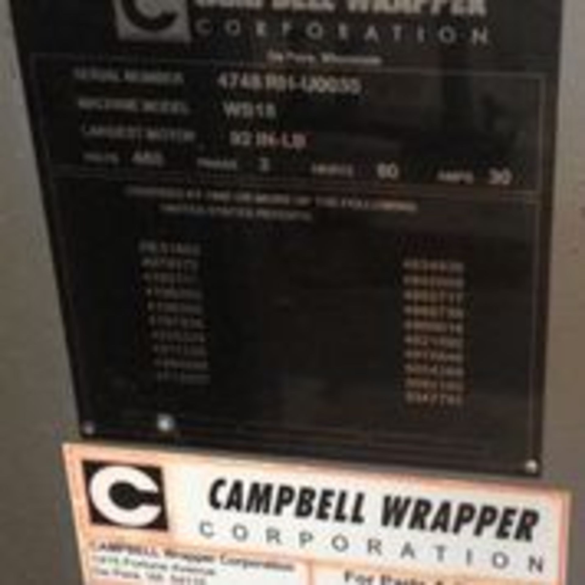 Campbell Servo Flow Wrapper, Model: WS18, Serial: 4748RH-U0035 Largest Motor: 92IN-LB, Energy: 460V, - Image 4 of 7