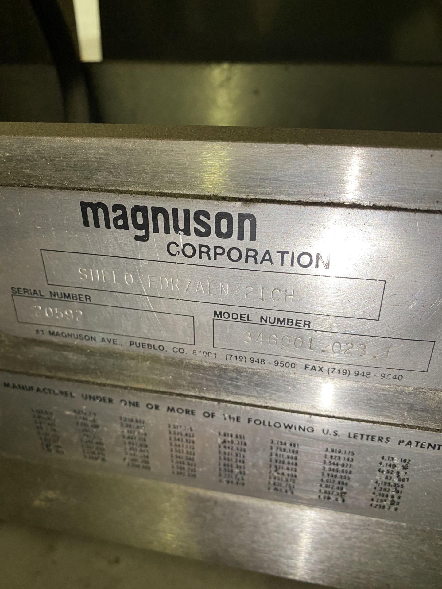 Moline/Magnuson SHFID FDR/AGN21CH, 32" Wide Belt, Model # 346001.023.1, Serial #20592 Rigging/Loadi - Image 3 of 5