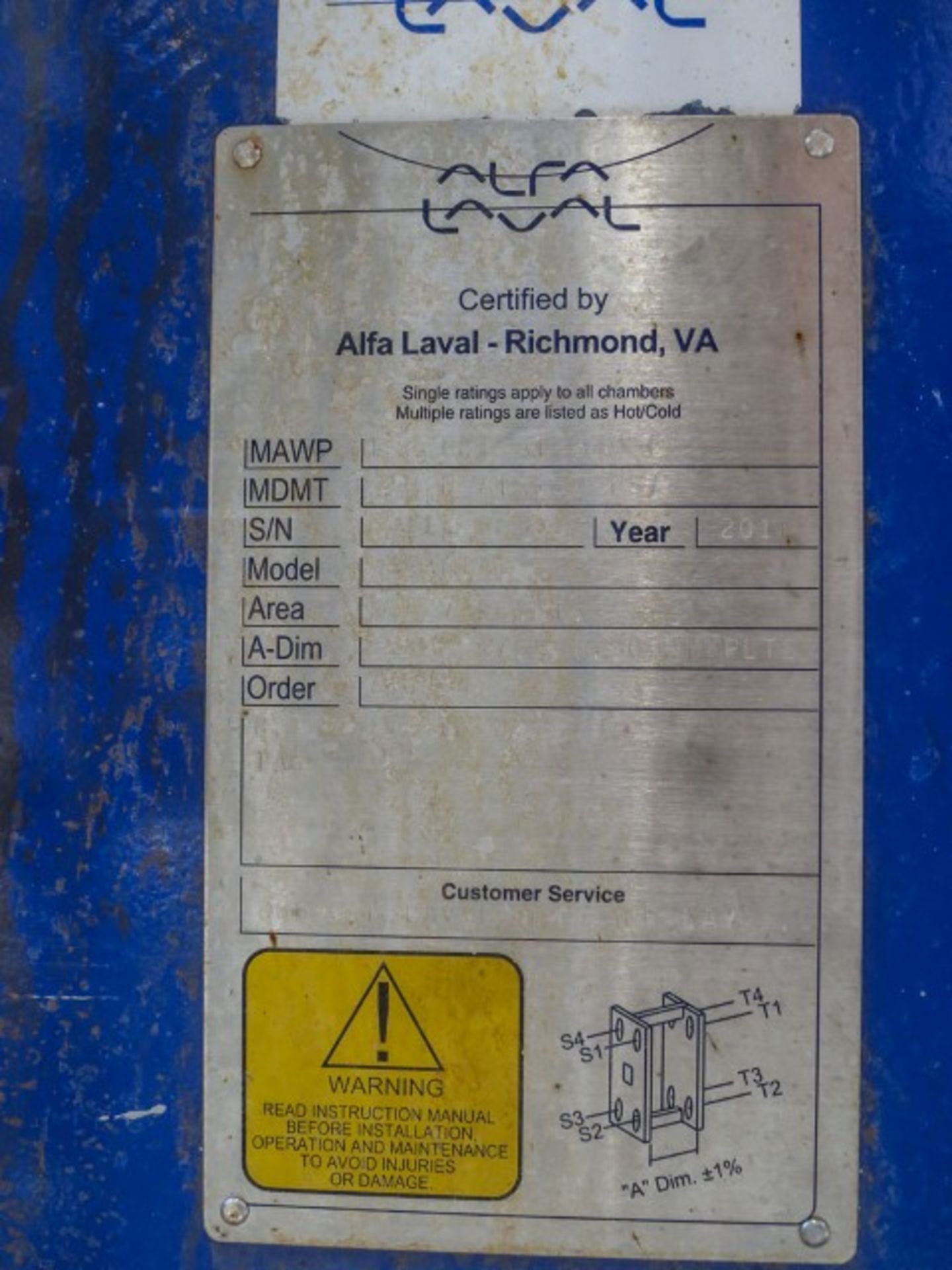 Alfa Laval Heat exchanger, plate. Surface area 113.7 sq ft. Plate gap 0.5 mm. Approx 100 to 150 - Image 4 of 4