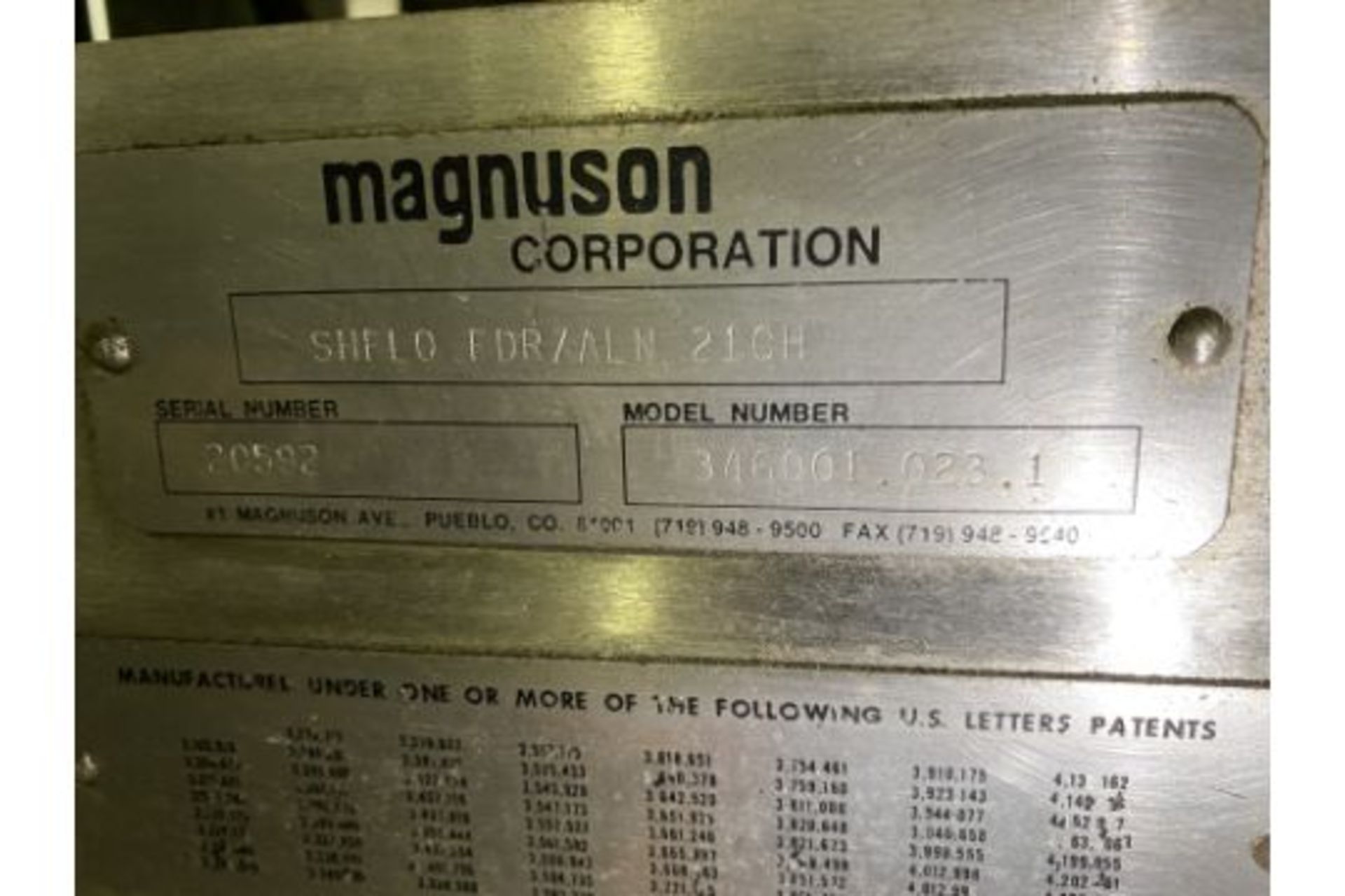 Moline/Magnuson SHFID FDR/AGN21CH, 32" Wide Belt, Model # 346001.023.1, Serial #20592, Rigging/ - Image 4 of 6