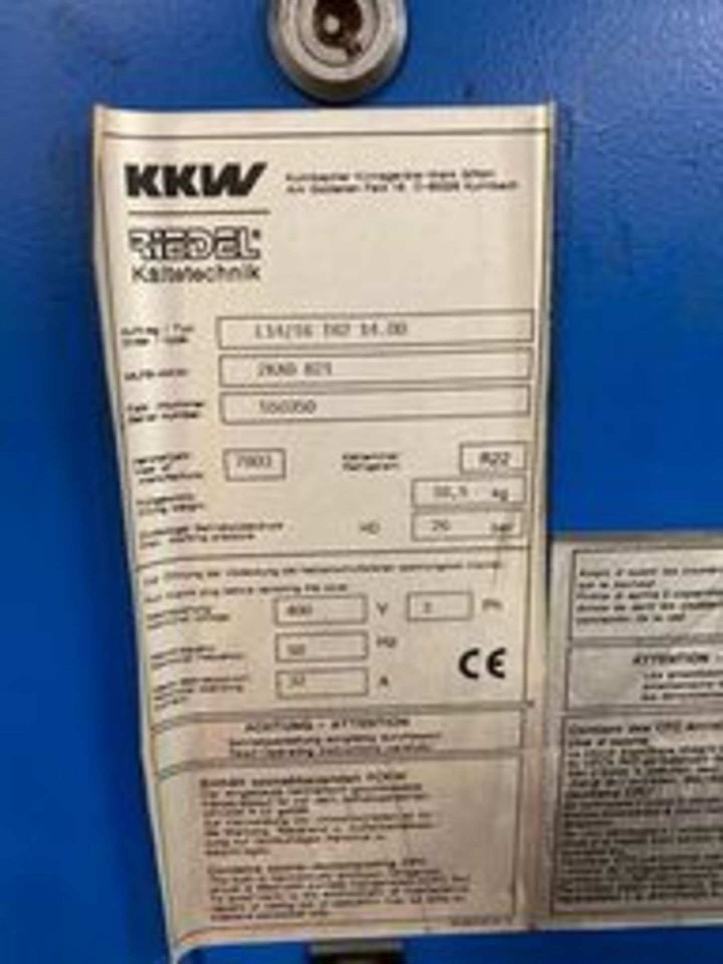 KKW Chiller, Model #L14/16 TR2 14.00, S/N #550350 - Image 3 of 4