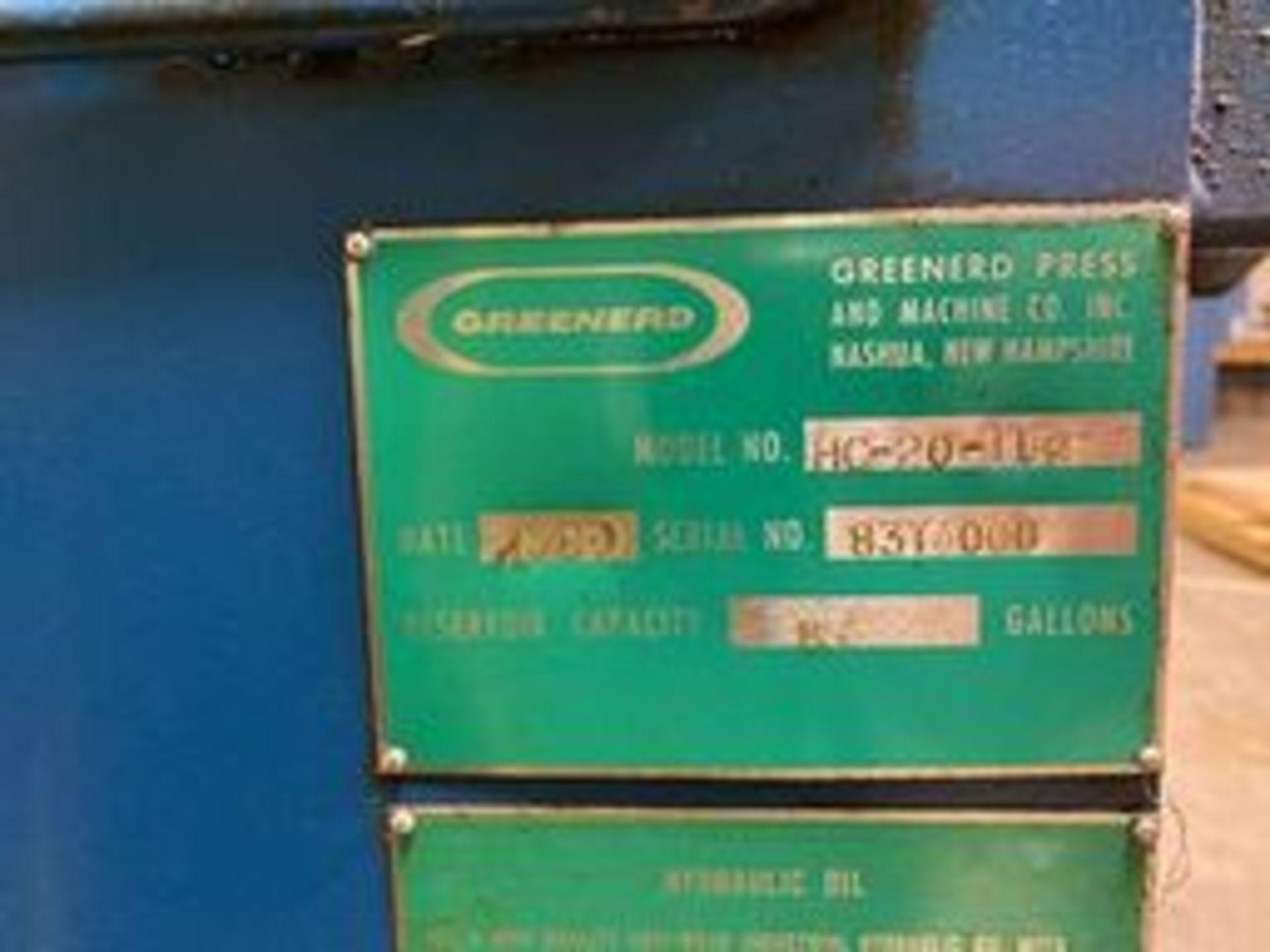 Greenerd Punch Press, Model #HC-20-11R2, S/N #83T4000, DOM = 1983 (Comes W/ External Wintriss - Image 4 of 8