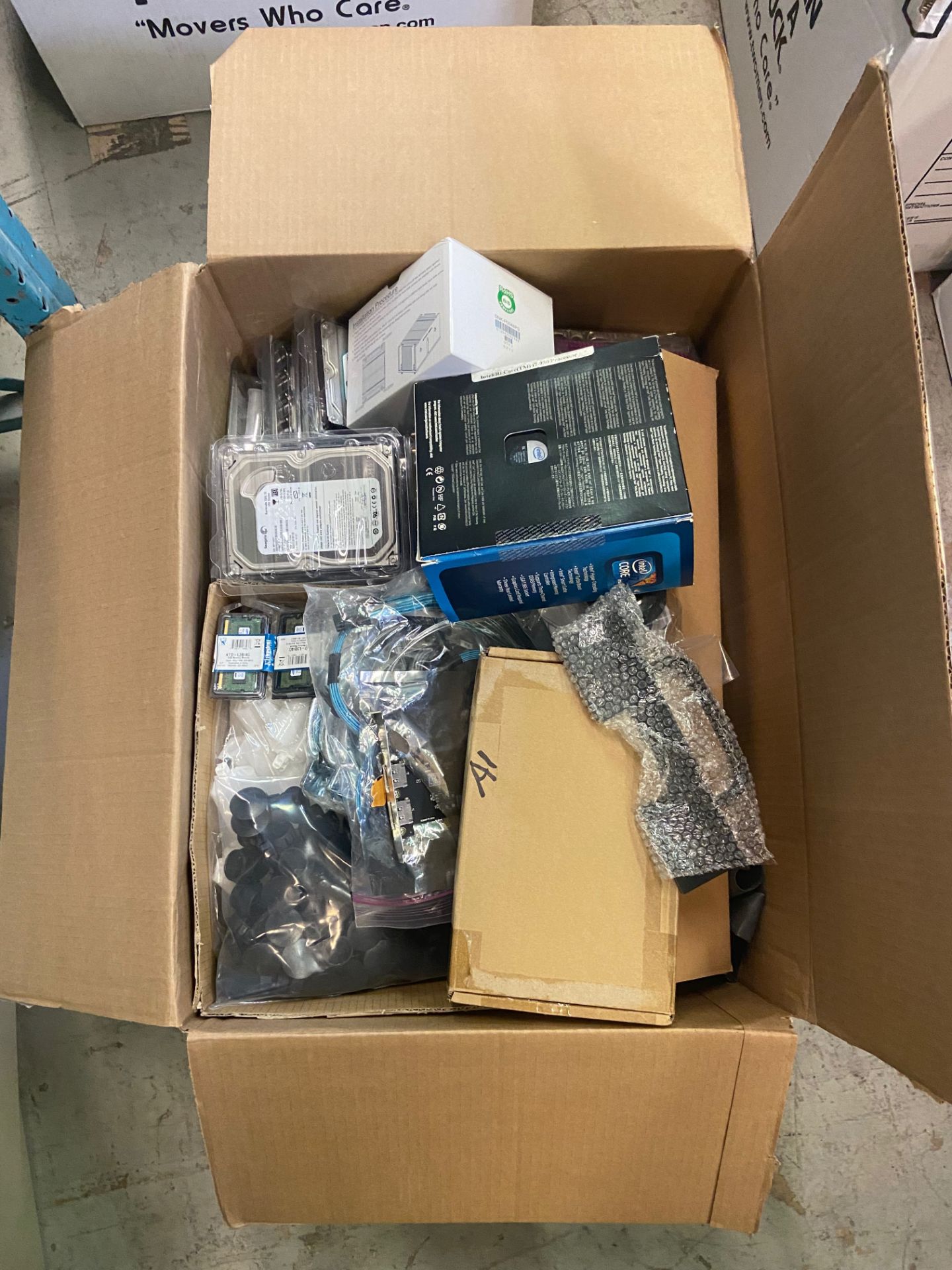 Box of Miscellaneous Computer Electronics Components, Includes: Seagate Barracuda 7200.10, 250 and