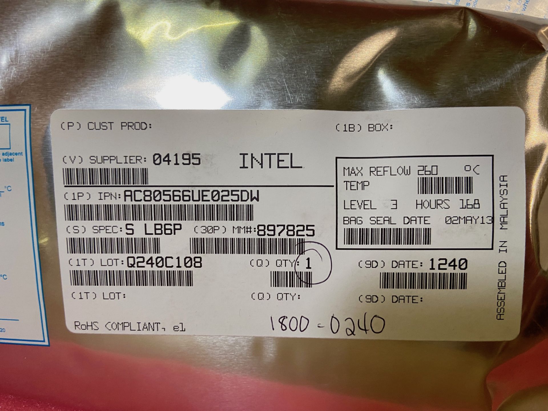 Intel AC80566UE025DW MPU Atom Processor Z530 64bit 45nm 1.6GHz 1.05V 441-Pin uFCBGA8, QTY 5 - Image 3 of 7