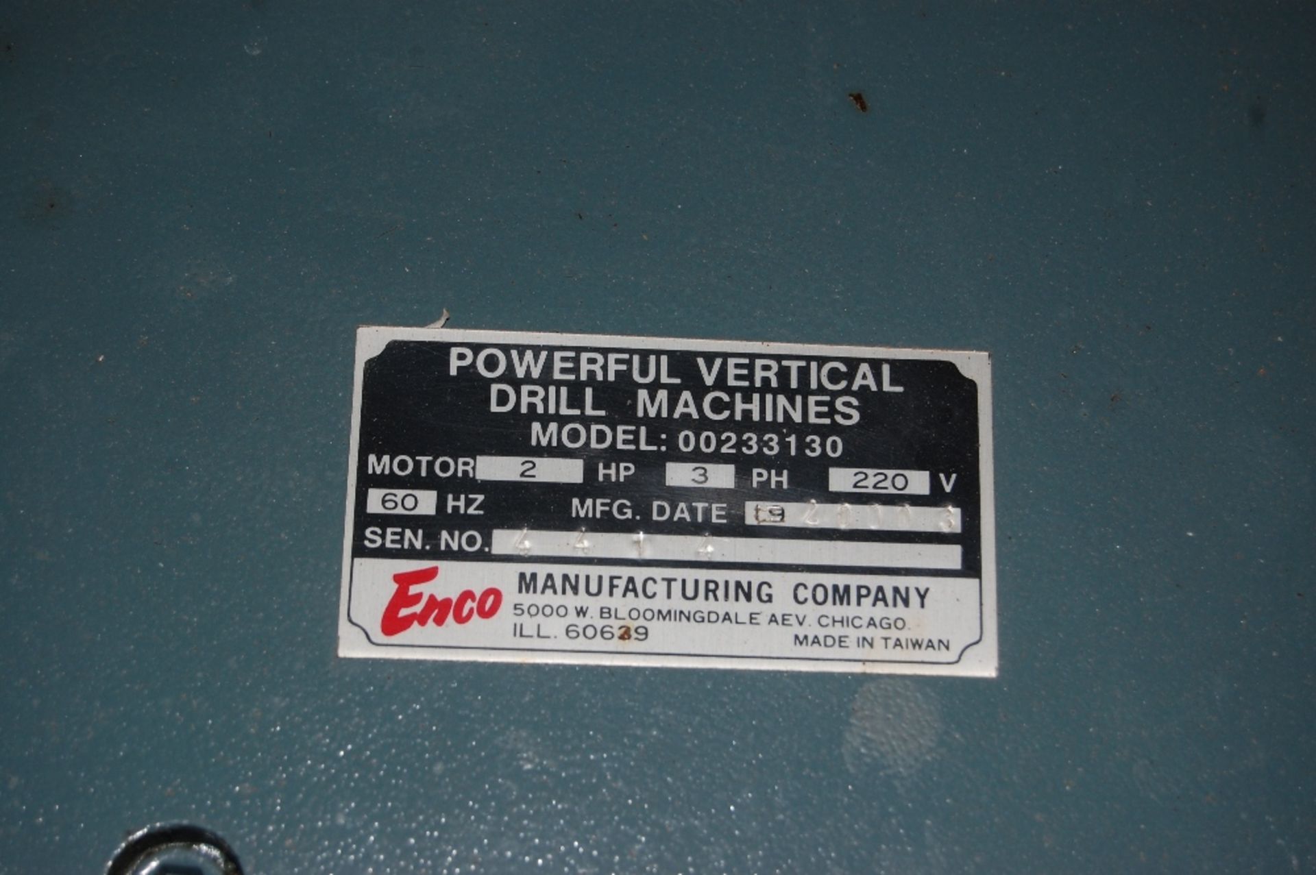 Large Enco drill press by powerful vertical drill machines mod 00233130 31x24x84" 2HP 220V 3 - Image 3 of 3