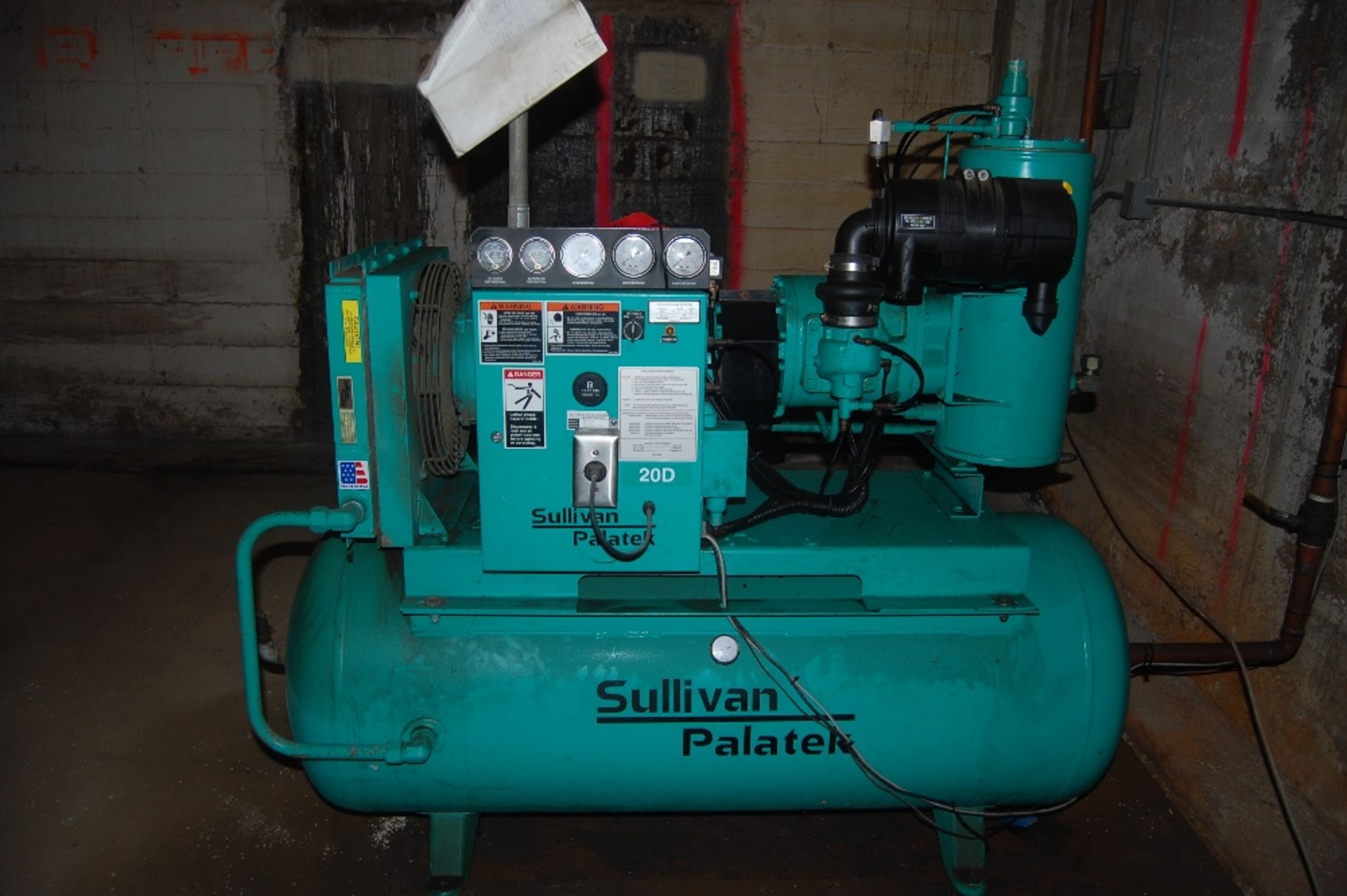 Sullair screw compressor 2005 model 20D-TM unit # F13178 75-80CFM @100 PSI food grade 20 Hp ***