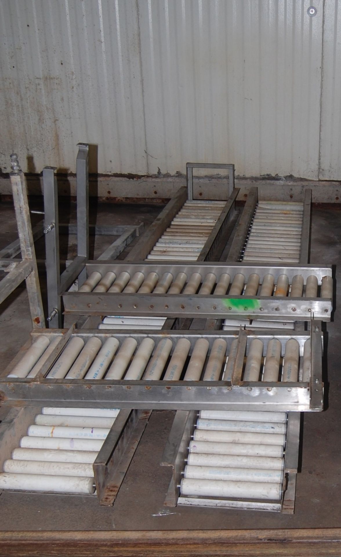 Roller conveyors SS frame 2- 44 inches 15 1/2 wide with pvc rollers 2 - 116 inch x15 1/2 with pvc