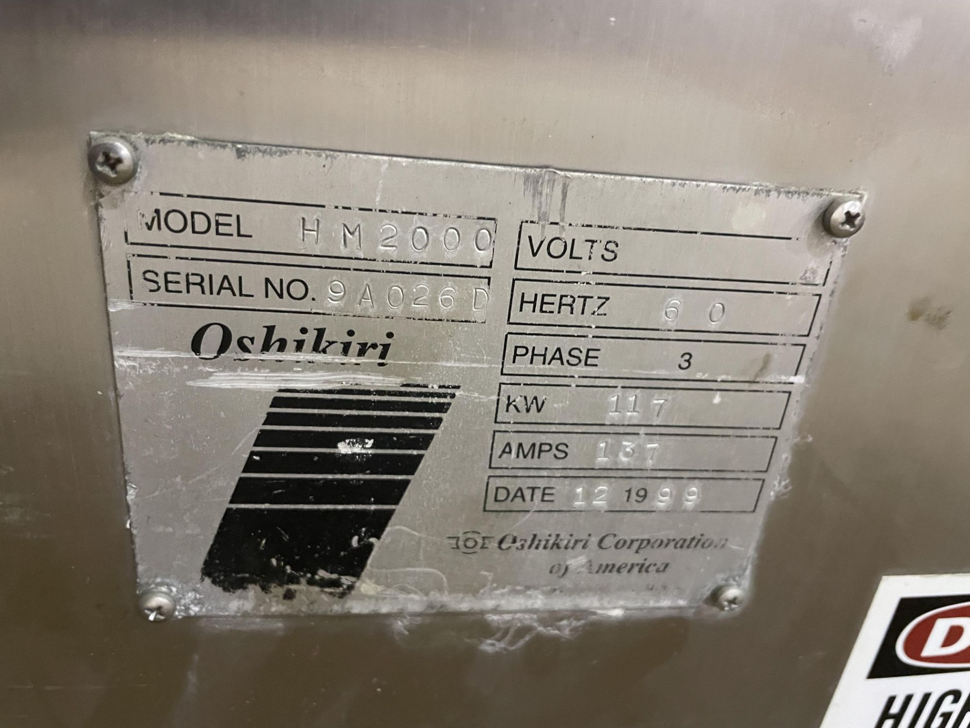 OSHIKIRI MIXER MODELHM2000 SN 9A026D WITH CONTROL PANEL RIGGING/LOADING FEE - $1750 - Image 4 of 13