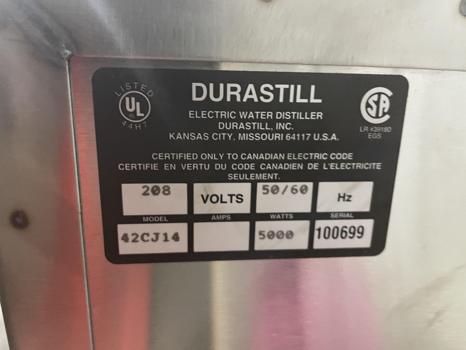 Durastill electric water distiller model 42CJ14 sn 100699 RIGGING/LOADING FEE - $50 - Image 7 of 7