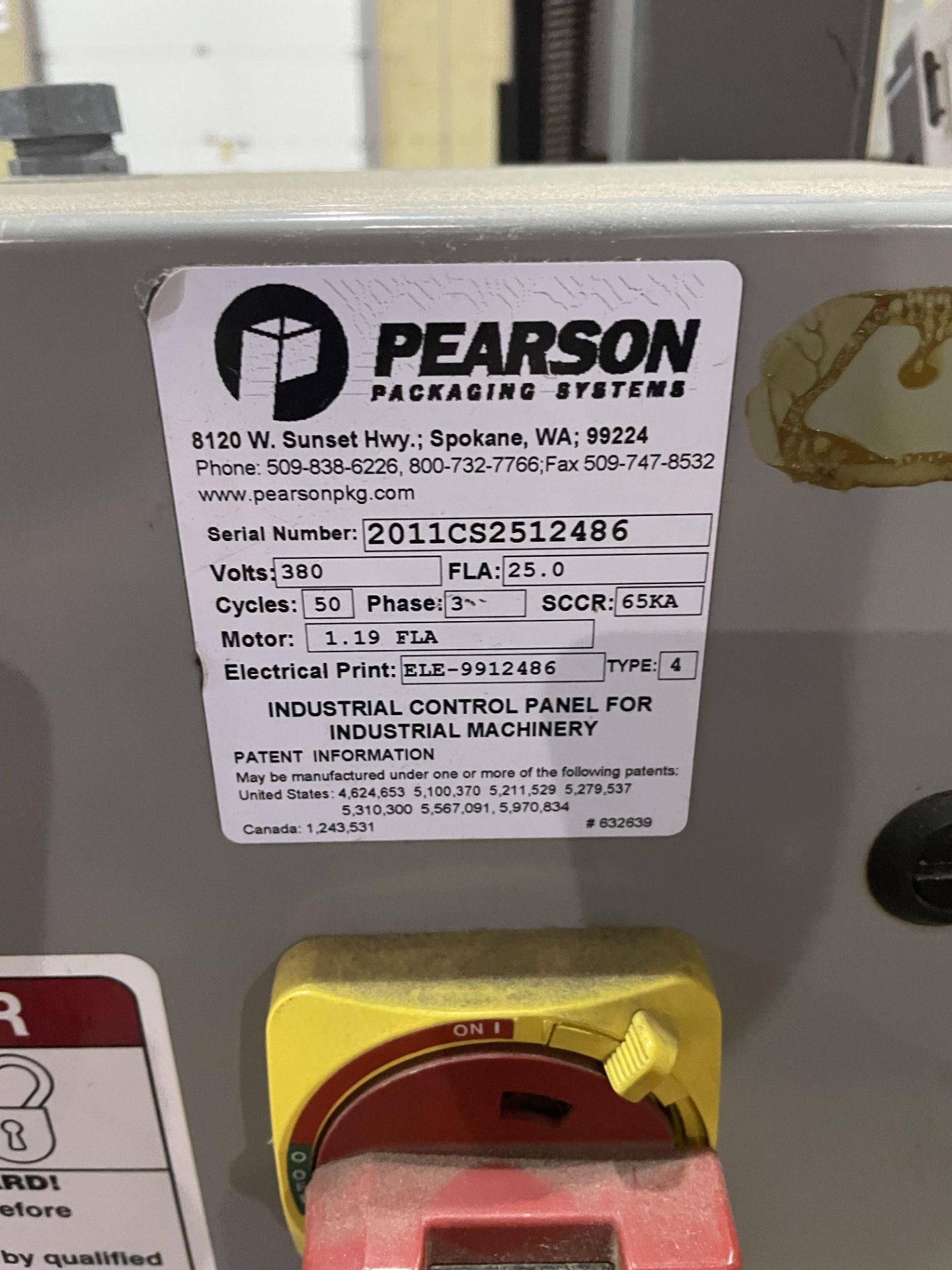 PEARSON CARTON SEALER SN 2011CS2512486 WITH NORDSON GLUE POT RIGGING/LOADING FEE - $175 - Image 5 of 6