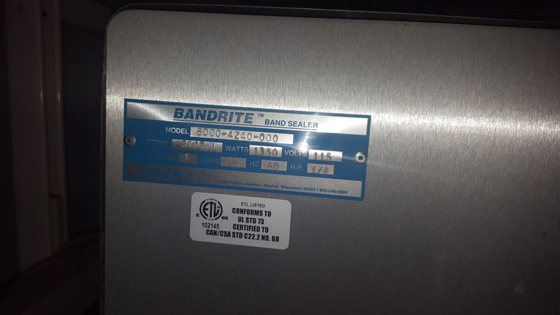 Bandrite Band sealer Model #6000-4240-000. NOTE FROM SELLER: Lot was in good working order in our - Image 2 of 2