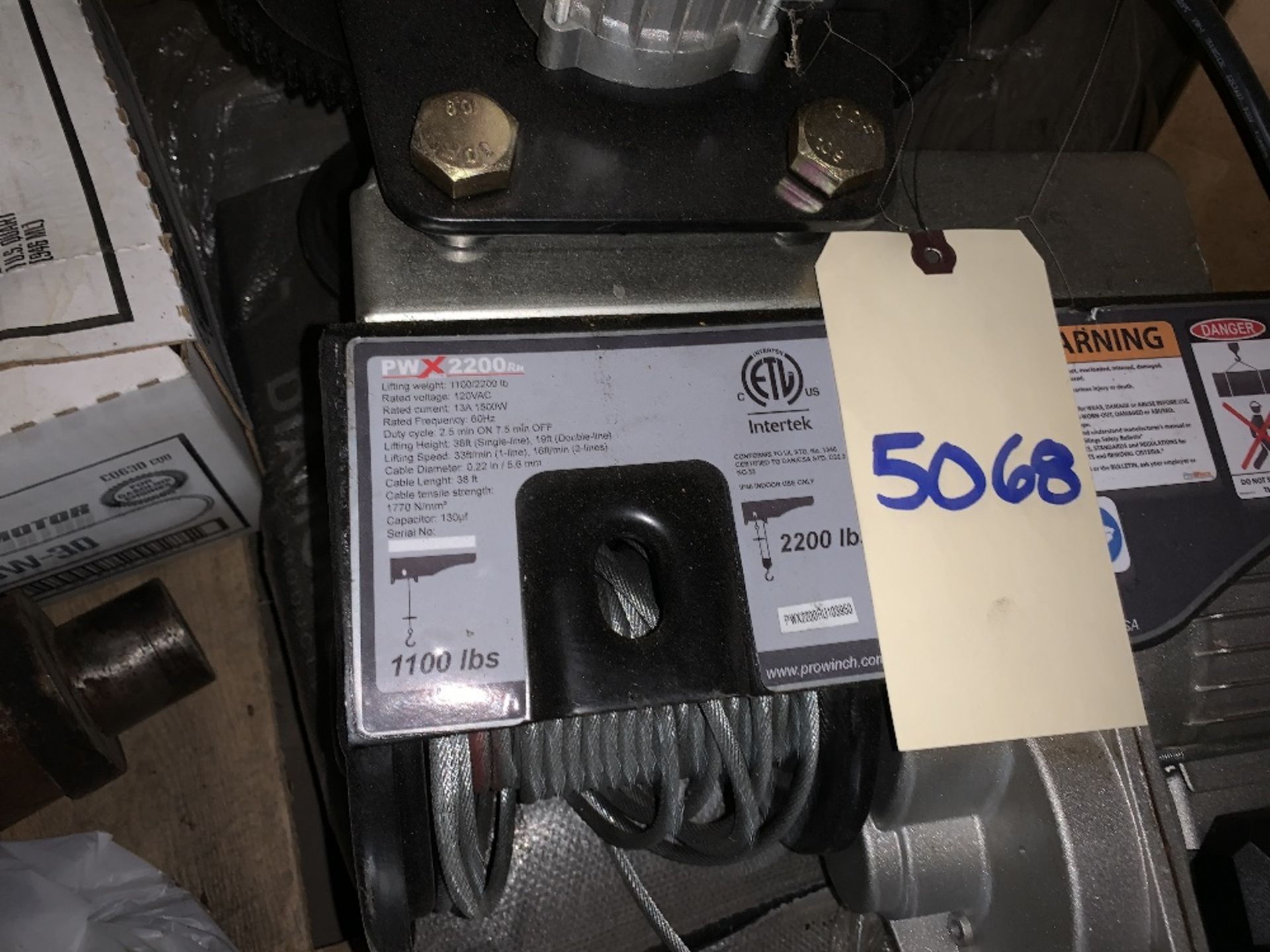 Canon City CO ProWinch PWX2200 electric winch for use on overhead cranes, purchased new but not - Image 3 of 3