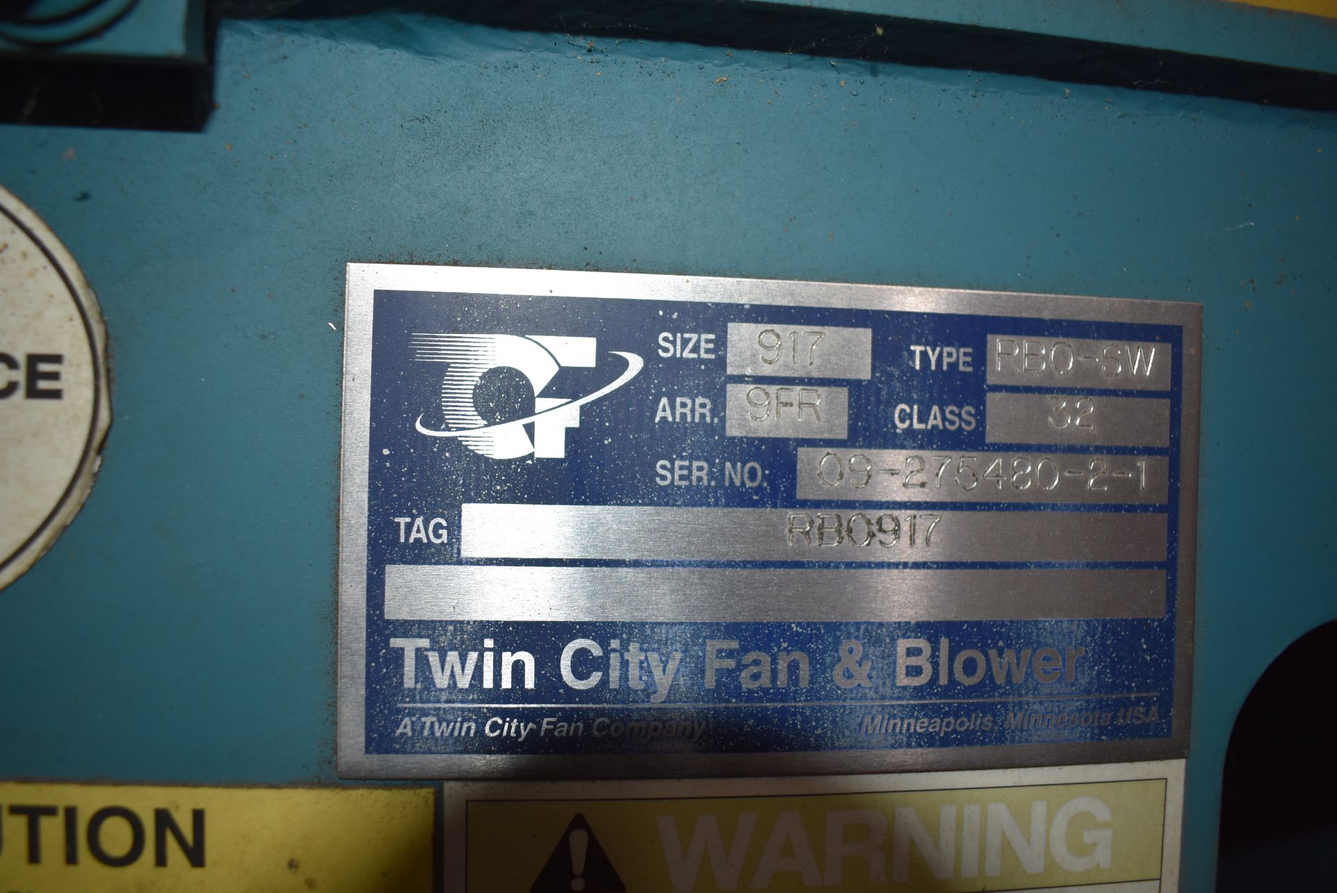 Twin City Type RBO-SW Blower, Size 917 w/30 HP Motor. RIGGING/LOADING FEE $30 - Image 2 of 3