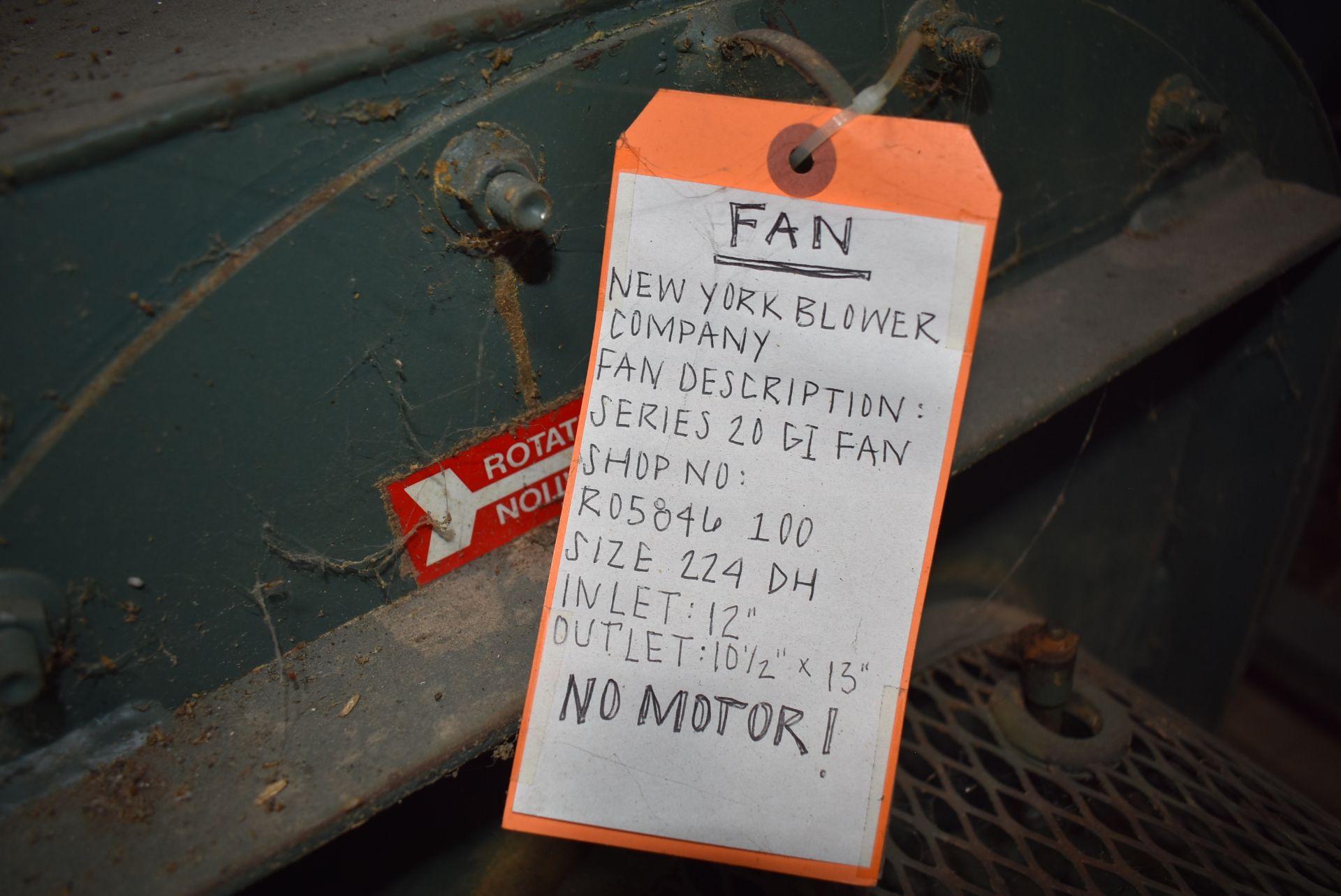 New York Blower, Series 20GI Fan, Size 224-DH, Does Not Include Motor. RIGGING/LOADING FEE $30 - Image 3 of 4