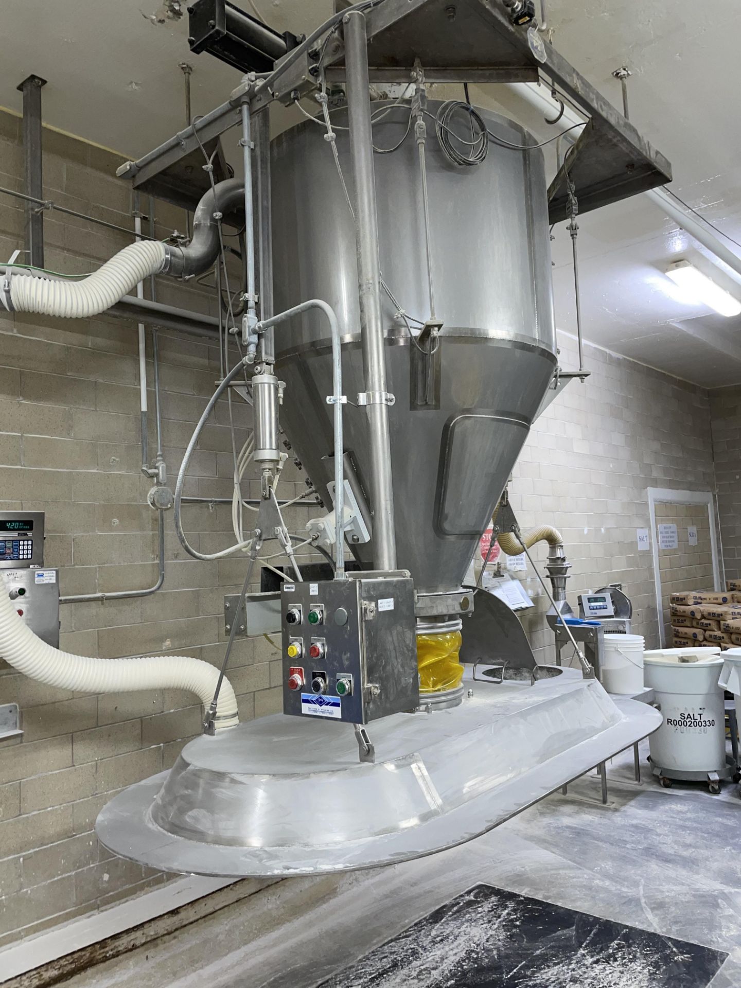 Pfening Stainless Cyclone Hopper with Trough Cover, Loading Fee: $1500