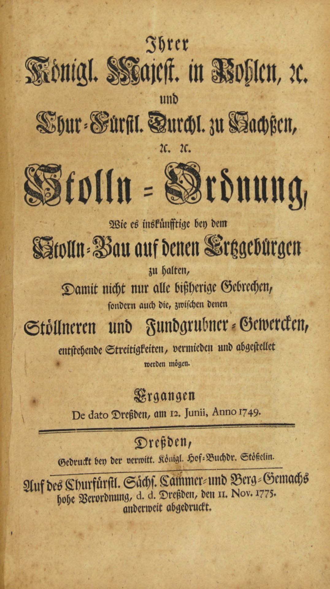 Bergordnungen. - Christian I., Kurfürst von Sachsen: Bergk-Ordenung [...] Aus seiner Churfürstlichen - Bild 3 aus 4