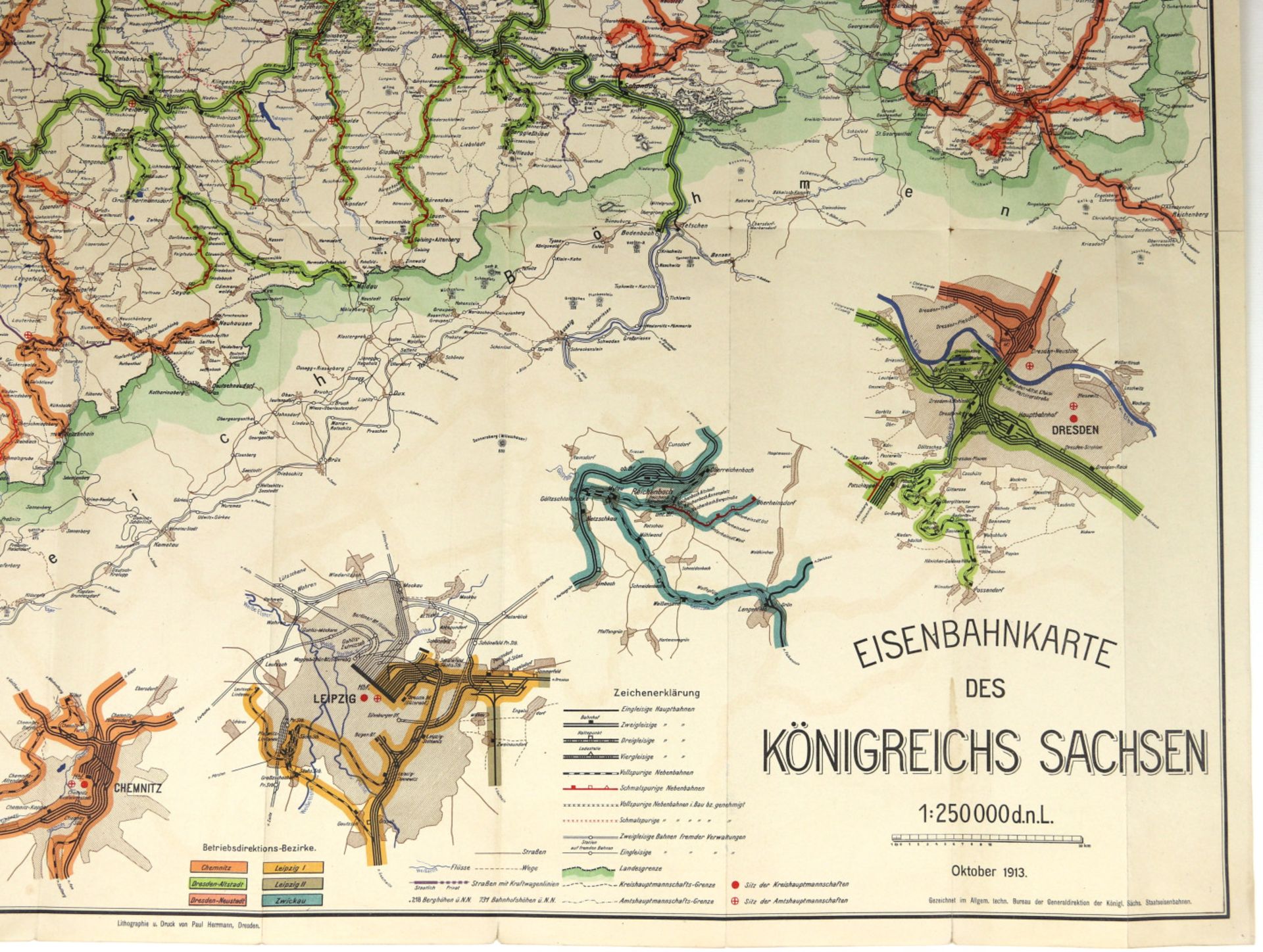 Eisenbahnkarte des Königreichs Sachsen.