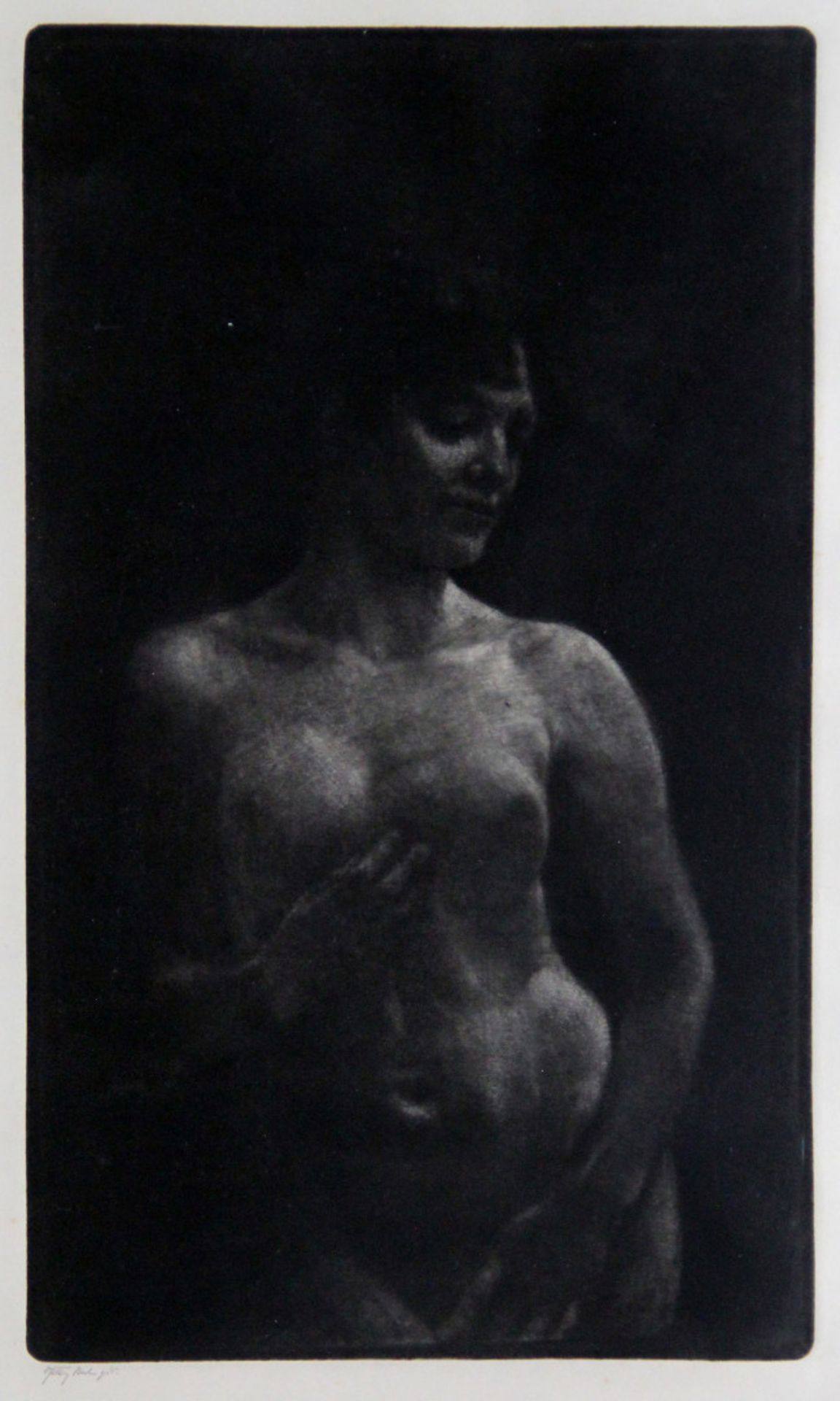 Klinger, Max. (1857-1920): Weiblicher Akt in Schabkunst.