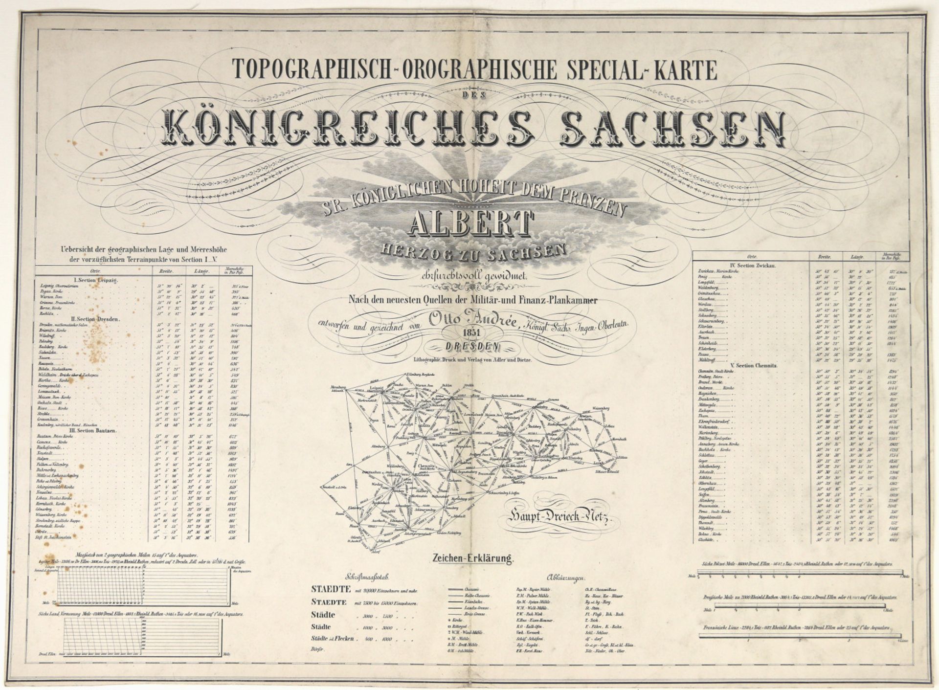  Andrée, Otto: Topographisch-orographische Special-Karte des Königreiches Sachsen in 9 Blättern. - Bild 2 aus 2