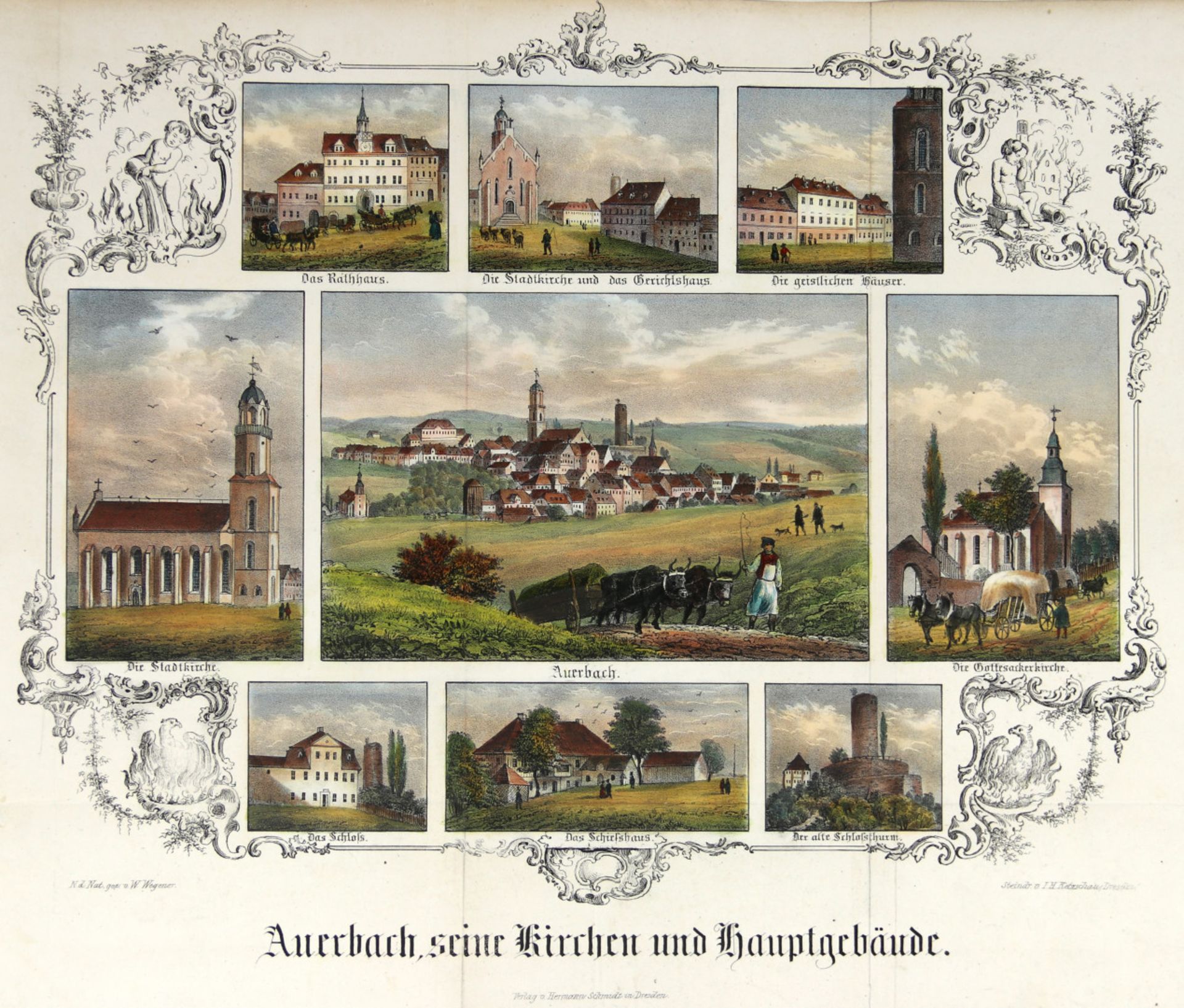 Sachsen. - Auerbach. - "Auerbach, seine Kirchen und Hauptgebäude".