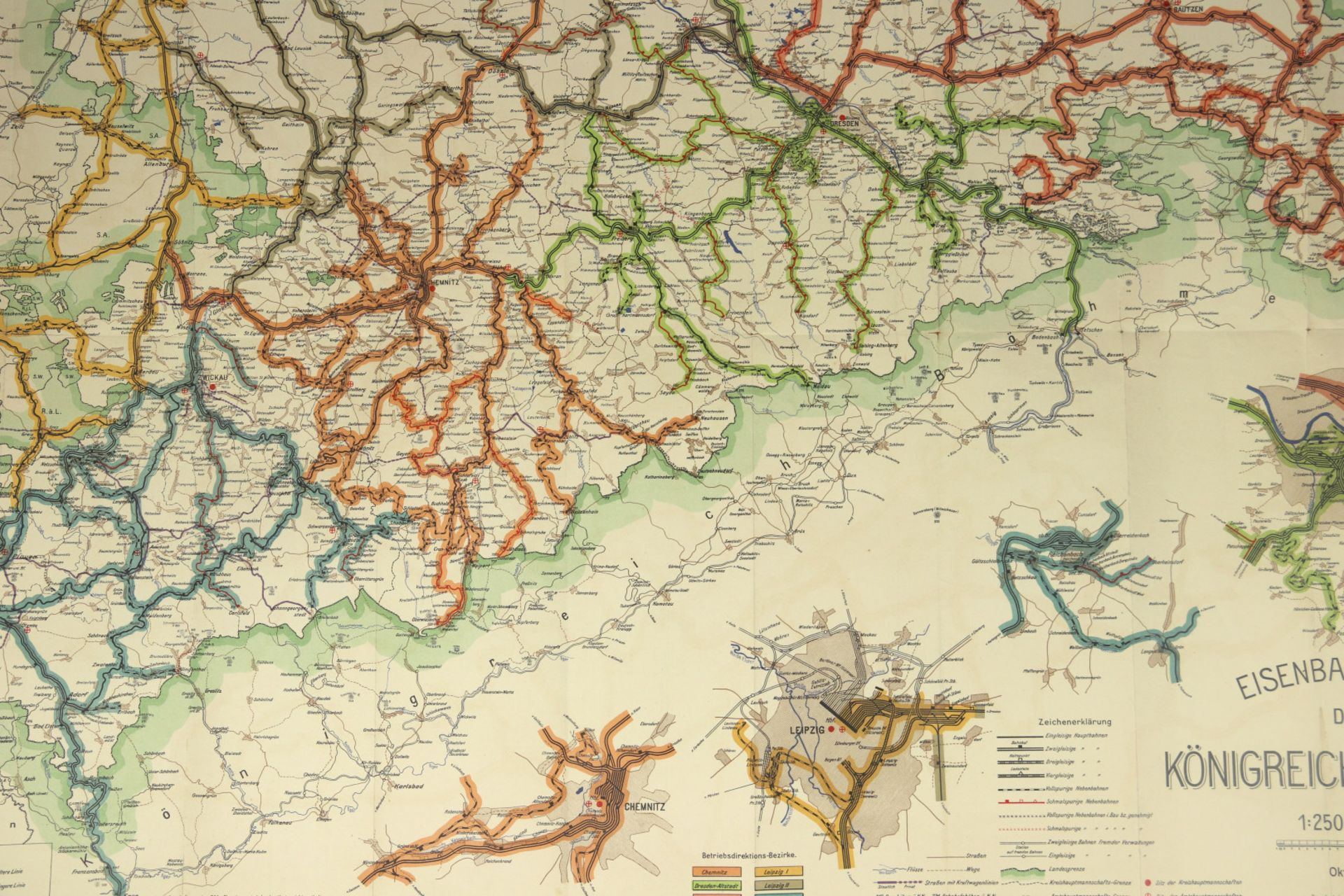 Eisenbahnkarte des Königreichs Sachsen. - Bild 2 aus 2