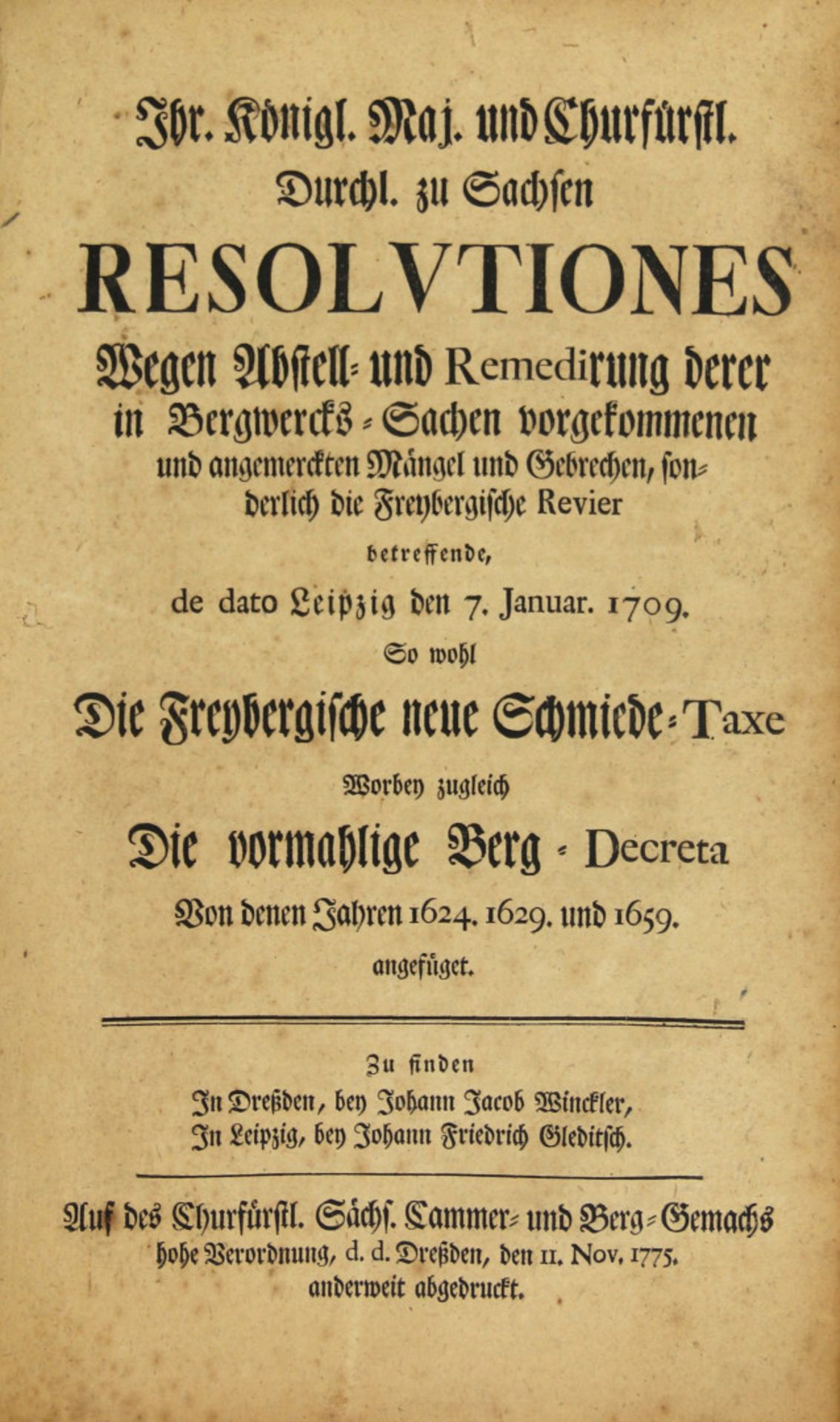 Bergordnungen. - Christian I., Kurfürst von Sachsen: Bergk-Ordenung [...] Aus seiner Churfürstlichen - Bild 2 aus 4