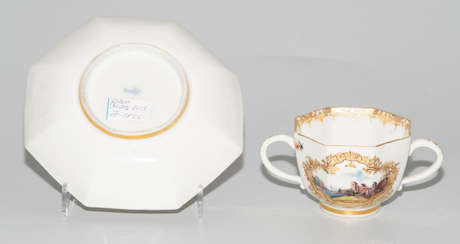 Meissen, Doppelhenkeltasse mit Untertasse - Image 4 of 7