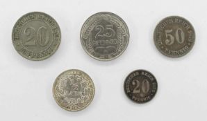 5 MünzenDeutsches Reich 1856-1918, 5 Stück
