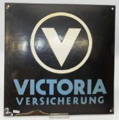 Werbeschild„Victoria Versicherung“, emailliertes Schild, 33 x 33 cm, Gebrauchsspur