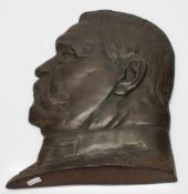 Profil Reliefum 1900, Eisenguss, Paul von Hindenburg in Uniform, 34 x 24 cm