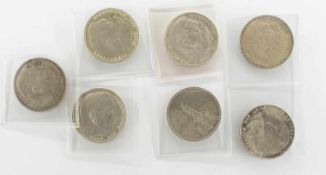 Lot SilbermünzenDeutsches Reich, 7 x 2 RM 1934 A/ 1937 A/ 1938 A, B, E/ 2 x 1939 A, H