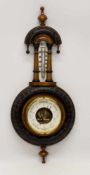 Barometermit Thermometer, Herst. Anton Pfeilmayer/ Jungingen, beschnitzter Holzrahmen,