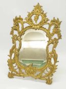 Tischspiegel19. Jh., Bronze feuervergoldet m. prächtigem Rocaillen- u. Blumendekor, 3