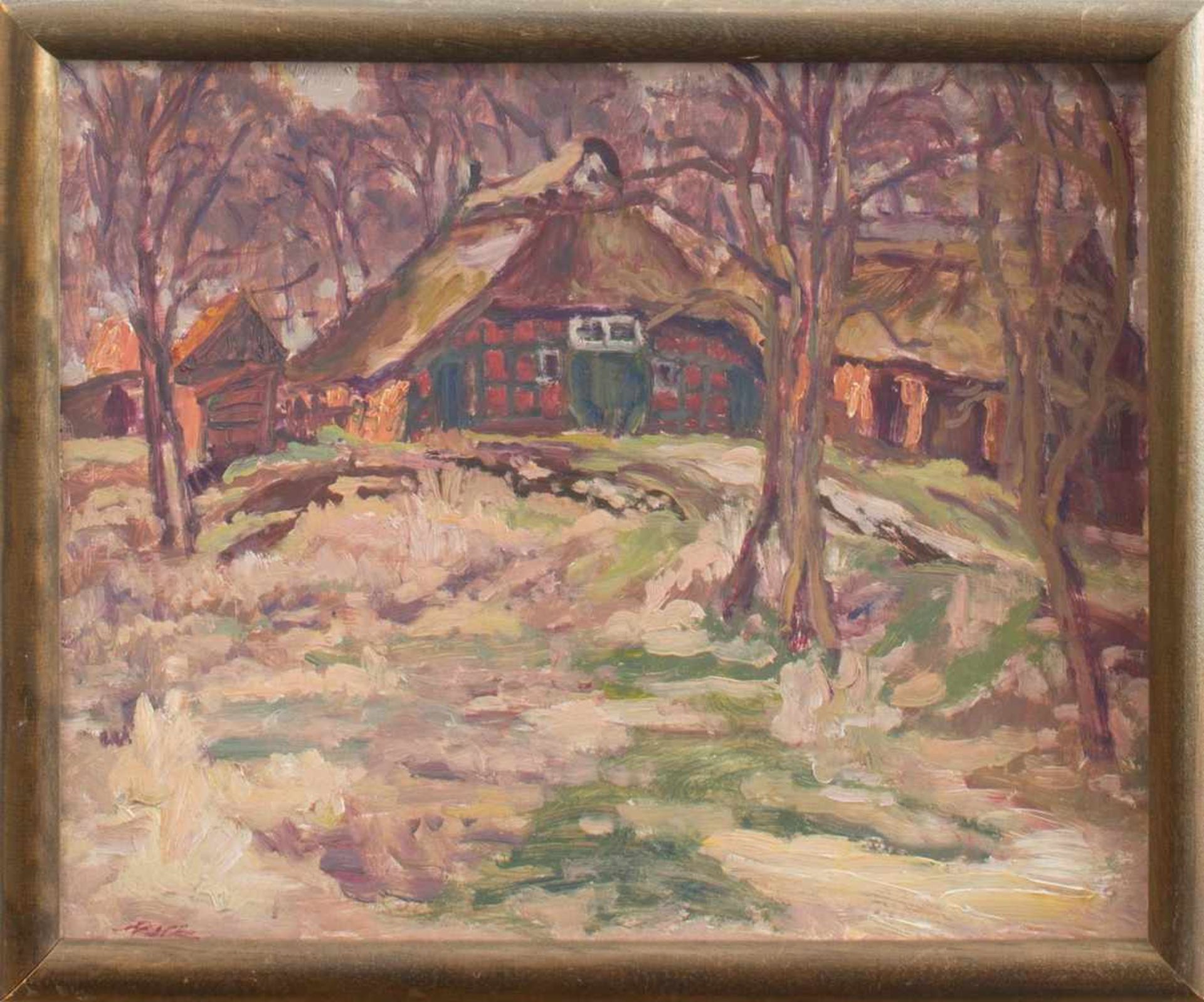 Fuge(Landschaftsmaler des 20. Jh., Umkreis Worpsweder Malerkolonie)Winterlandschaf