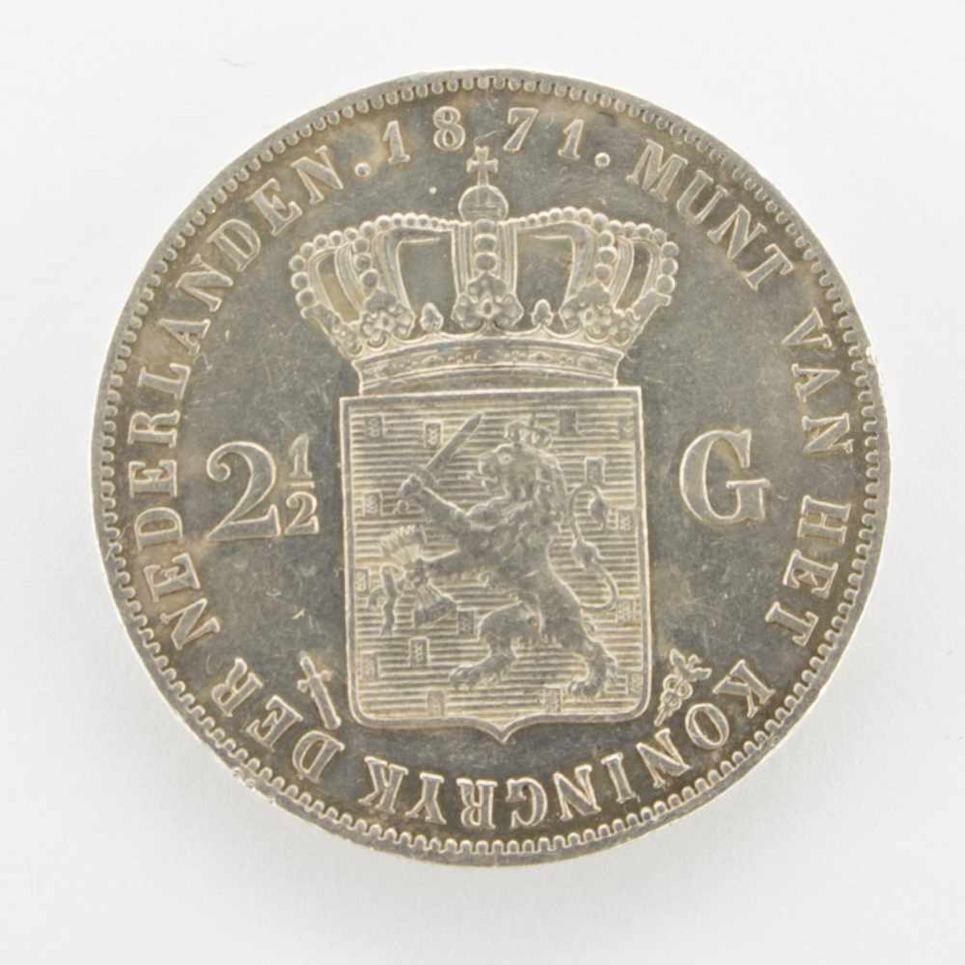 2 1/2 GuldenNiederlande 1871, Wilhelm III., Silber,ss+ - Bild 2 aus 2