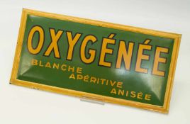 Werbeschild„Oxygènèe Blanche Apèritive Anisèe“, Blech lithografiert, 19 x 39 c
