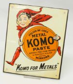Werbeschild„Polish de Luxe Metal Komo Kaste“, Blech emailliert, 24,5 x 20,5 cm