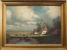 M. Leopold(Landschafts- u. Genremaler d. 1. Hälfte d. 20. Jh.)Bauernhof mit Enten