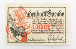 QuittungLudendorff-Spende, Quittung über 1 Mark
