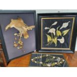 A good group of 19th Century and later needlepoint Pictures in ebonised frames.