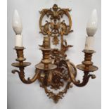 A lovely pair of twin branch Wall Lights. 51 cm H