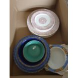 A quantity of Dinnerwares along with Religious Pictures.