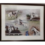 After Louise Wood, A limited edition collage Print of Desert Orchid signed by artist lower right. 58