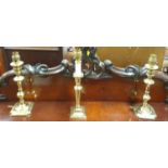 Three good heavy Brass Candlesticks.