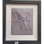 Con Campbell born 1949. 'The Canter of the Horse'. An Oil on Board. Framed size 45 x 40 cms approx.